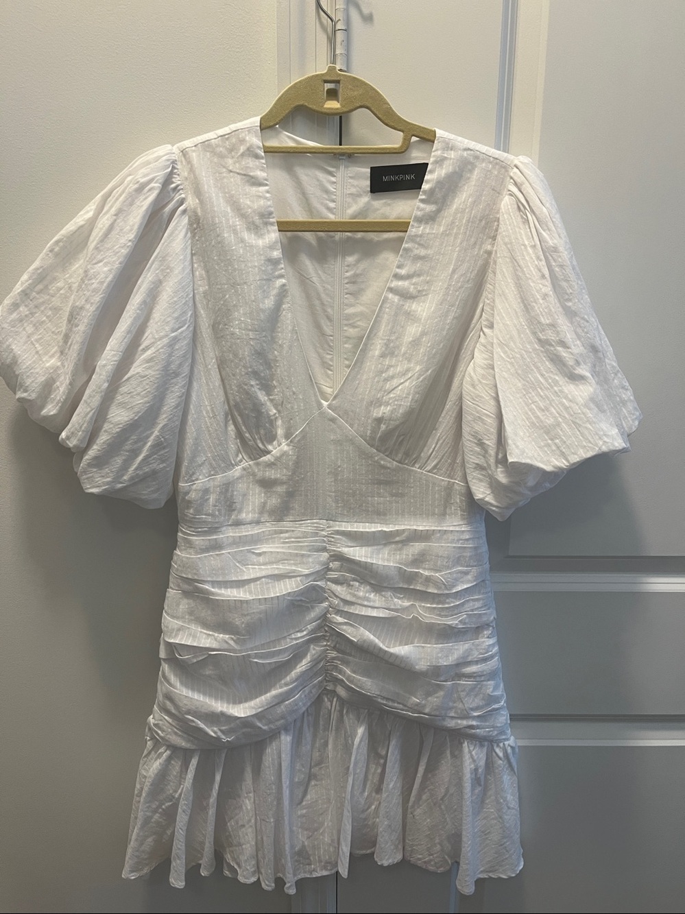 MINKPINK White Puff Sleeve Mini Dress